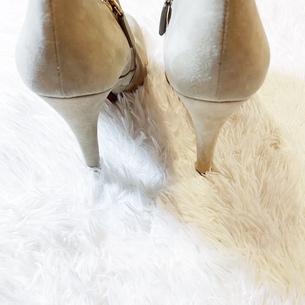 Gucci Suede Heeled Bootie Tassel Accents sz42 NEW - Picture 8 of 11